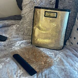 Betsey johnson gold glitter ipad/tablet sleeve/case bag euc
